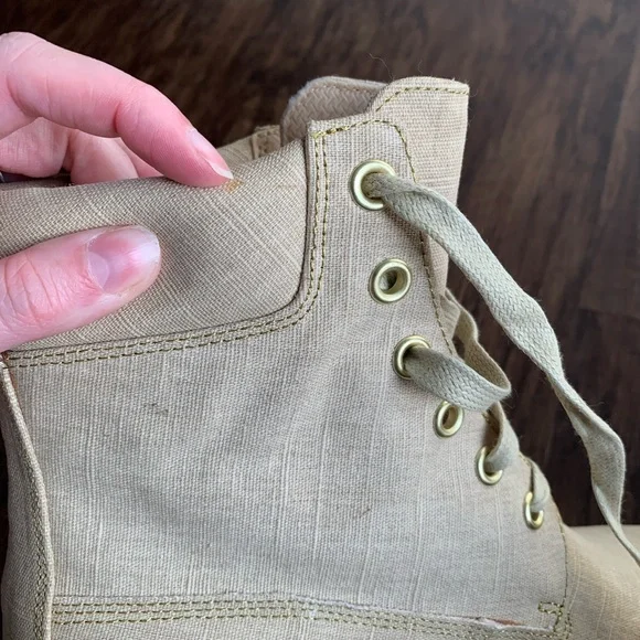 Timberland Light Tan canvas High-Top Boots - Picture 7 of 13